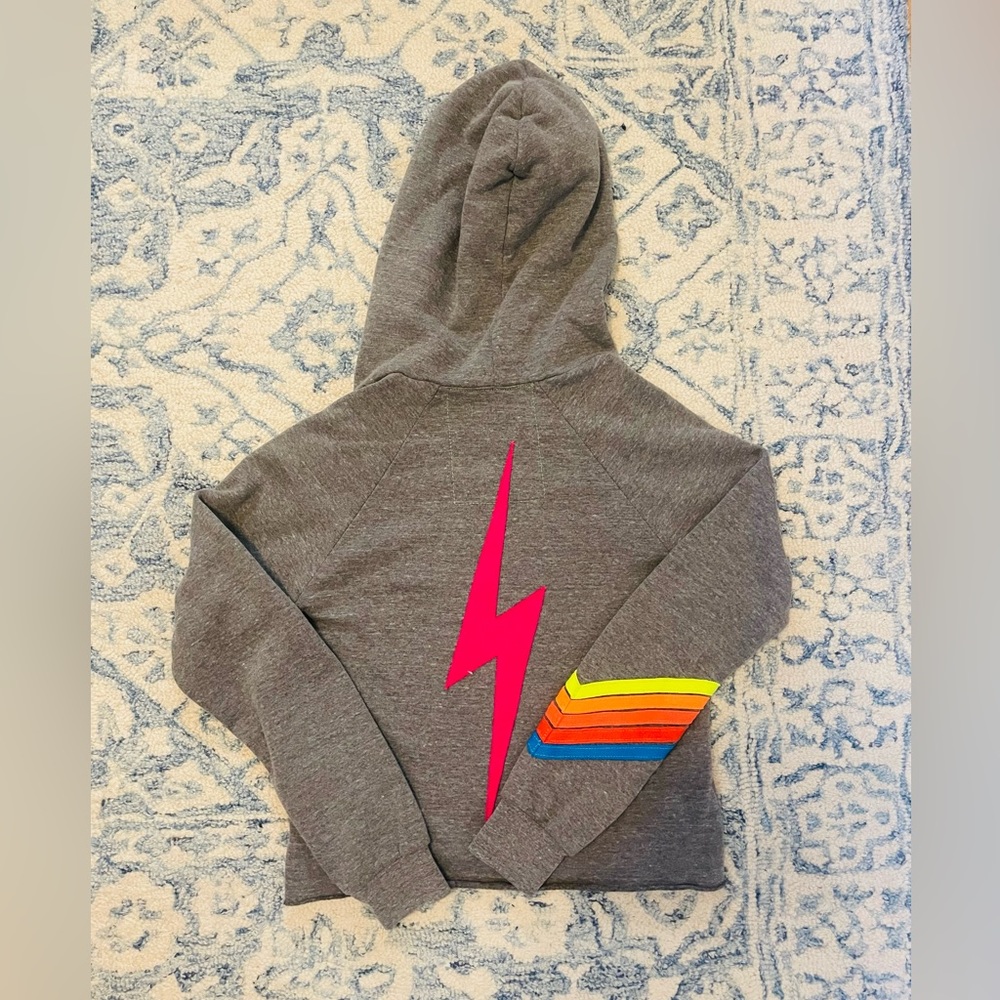 AVIATOR NATION size small women's cropped lightning bolt hoodie
